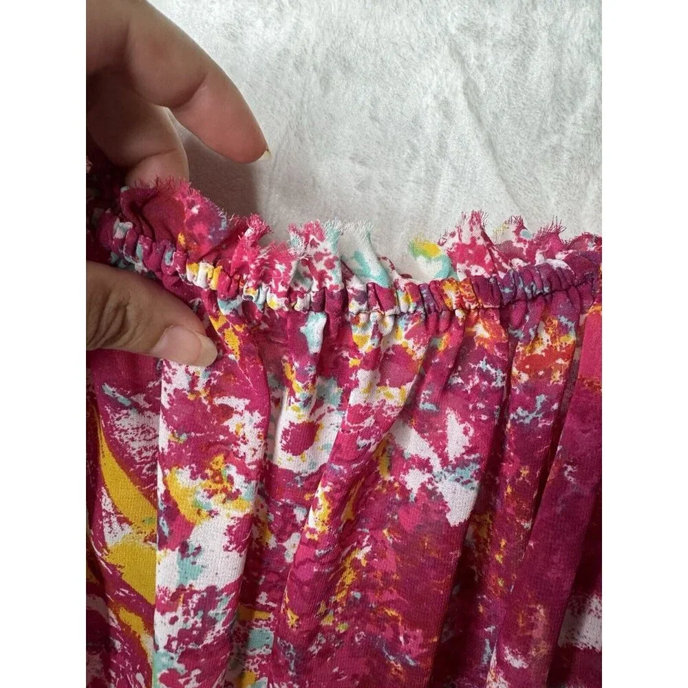 Violet & Claire Floral Sheer Chiffon boho Top Banded Waist Blouse Size‎ XL
